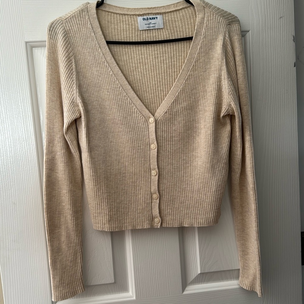 Old Navy Beige Rib- Knit Button Down Sweater - XS